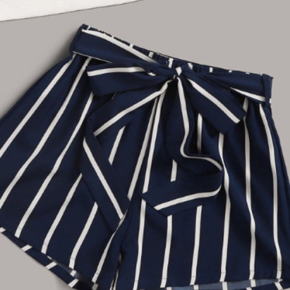 Navy and white stripped shorts